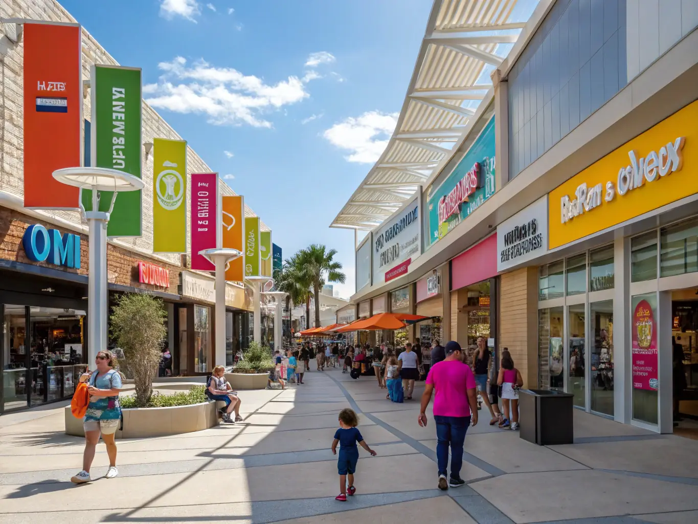 A bustling retail center with shoppers, representing investment in thriving commercial properties.