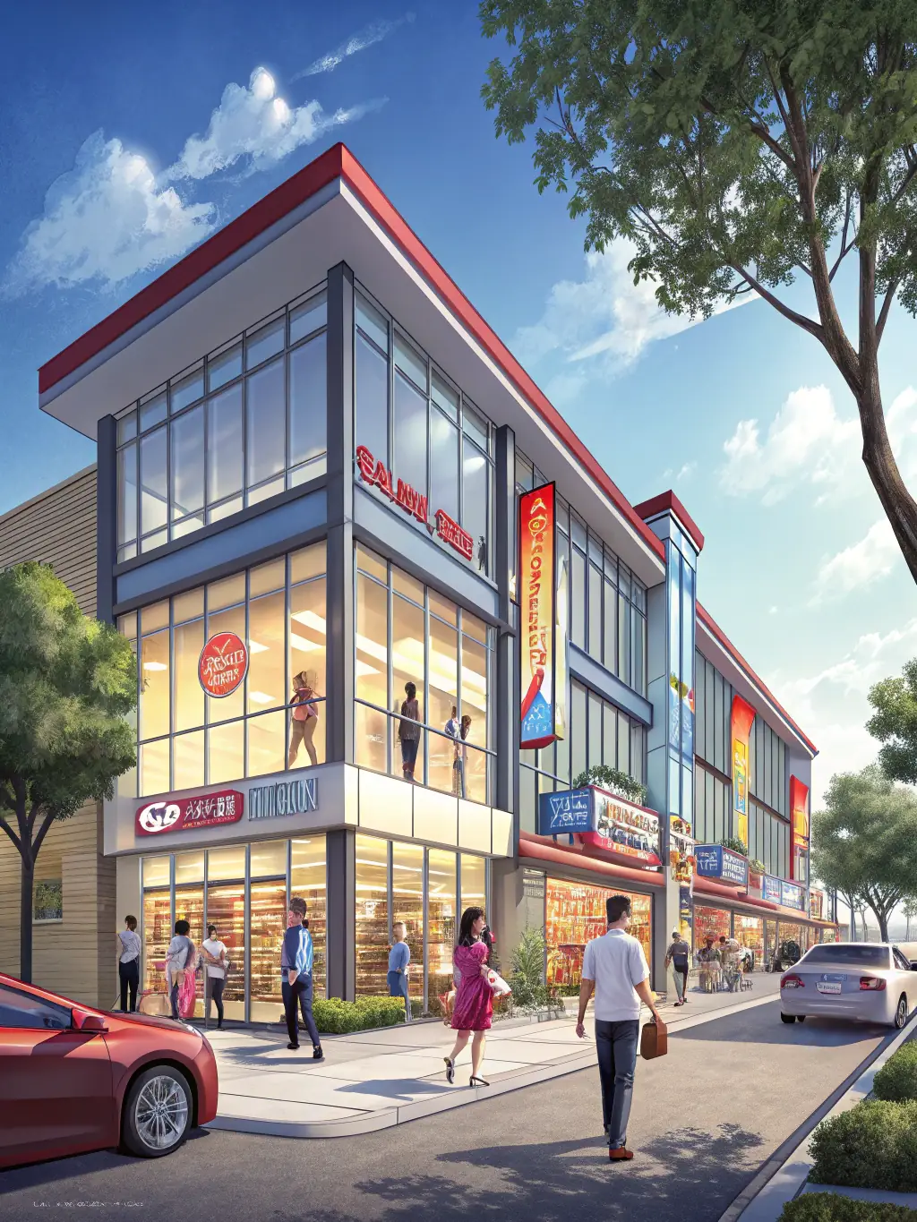 A mixed-use development featuring residential apartments above commercial spaces, illustrating the blend of living and working environments and the investment appeal of mixed-use properties.